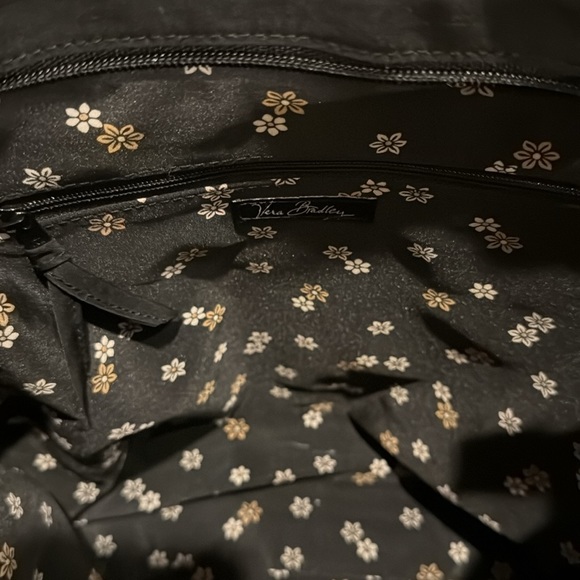 Vera Bradley Black Lightweight Black Quilted Microfiber Tote Bag Purse Zip - Picture 8 of 11